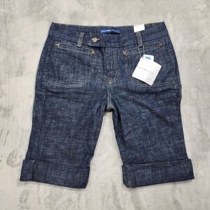 NEW BandolinoBlu Shorts Womens 8 Blue Bermuda Denim Stretch Cuffed Casual Summer